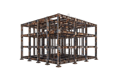 Steel Girders Skeleton on white background PNG.