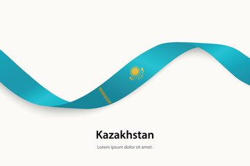 Kazakhstan flag on Waving ribbon