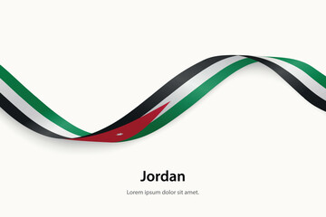 Jordan flag on Waving ribbon