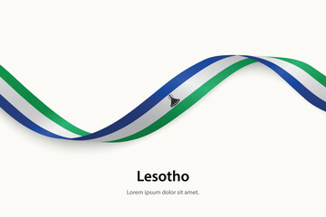 Lesotho flag on Waving ribbon