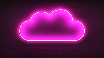 Pink Neon Cloud Sign on Brick Wall
