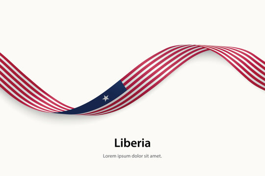 Liberia flag on Waving ribbon