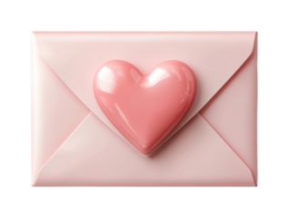 Romantic love letter envelope with heart home digital soft colors close-up sentimental design isolated on transparent background png