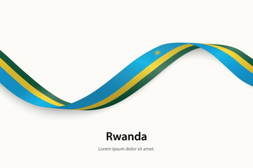 Rwanda flag on Waving ribbon
