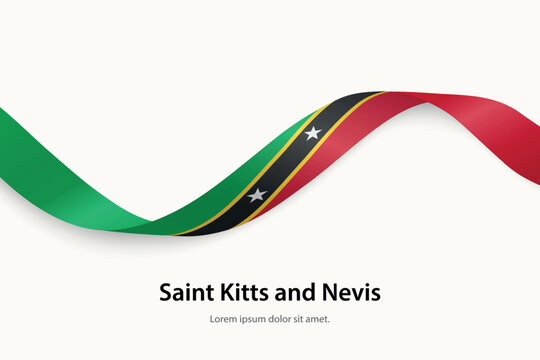 Saint Kitts and Nevis flag on Waving ribbon