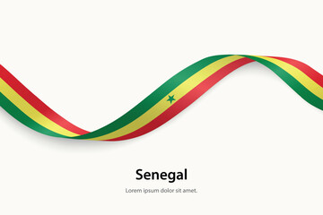 Senegal flag on Waving ribbon