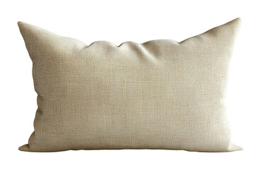 Elegant decorative beige rectangular pillow on high fidelity display modern interior soft textiles aesthetic comfort isolated on transparent background png