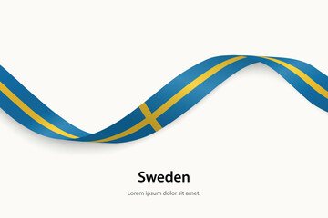 Sweden flag on Waving ribbon