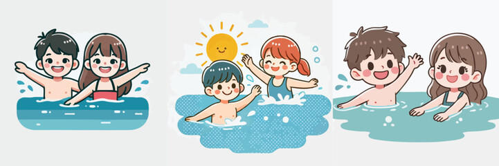 Vector of children doing various sports activities