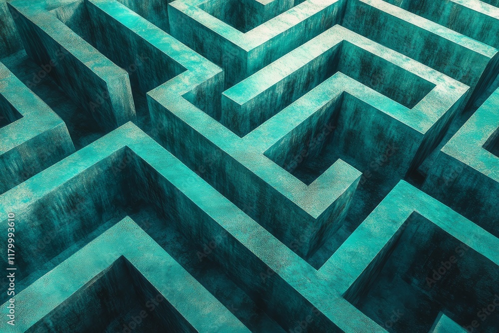 Poster the mesmerizing turquoise maze artwork beautifully showcases depth and complexity through its intric