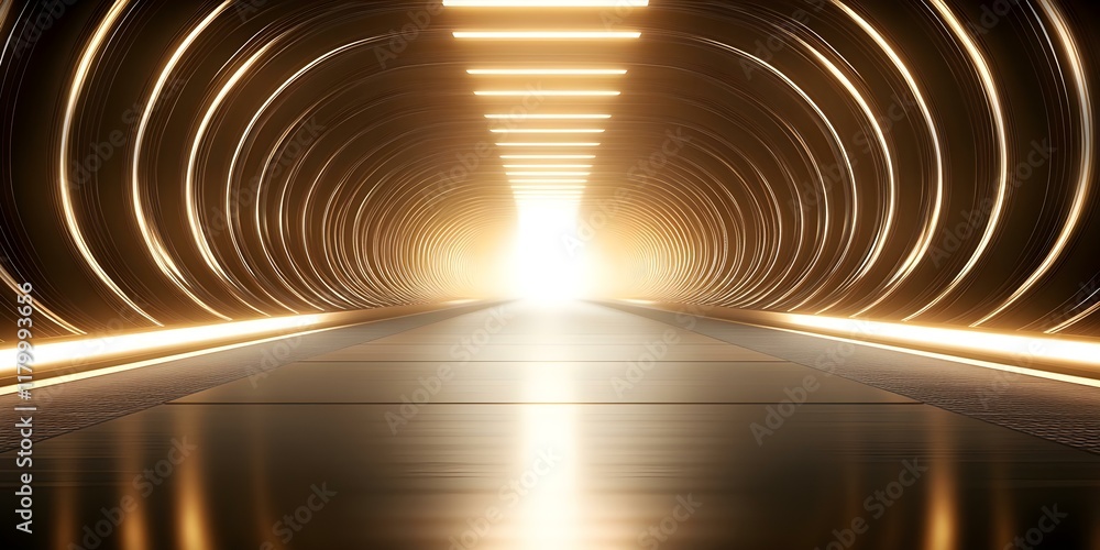 Aufkleber a futuristic tunnel illuminated with bright lights at the end, creating a sense of depth and perspec