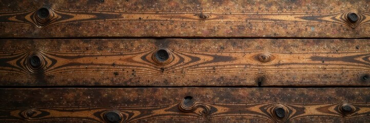 Naklejka premium Rich brown wood, heavily textured, distressed surface, close-up, wall