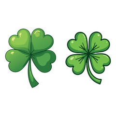 Green four-leaf clovers, symbol of good luck and fortune, perfect for St. Patrick�s Day designs, lucky charm illustrations, or holiday cards
