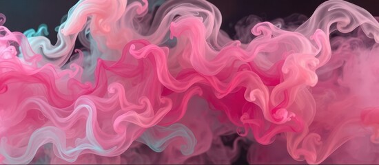 Fototapeta premium Swirling vibrant hues of pink, teal, and orange smoke create an abstract, ethereal composition, flow, psychedelic, graphic