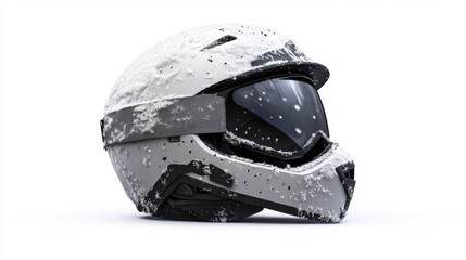 Fototapeta premium A futuristic helmet designed for extreme sports. This sleek helmet features a modern aesthetic with a matte finish. Perfect for adventure seekers. Generative AI