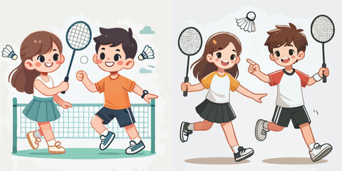 Vector of children doing various sports activities