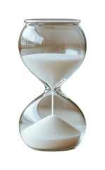 Minimalist hourglass featuring white sand modern home glass design minimalist aesthetic studio lighting isolated on transparent background png