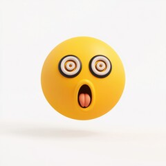 3D Emoji Face with Spiral Eyes and Open Mouth Expression