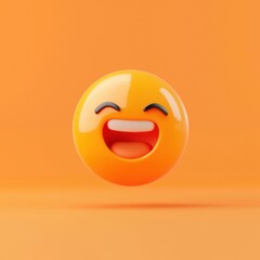 High Fidelity 3D Grinning Face Emoji with Closed Eyes