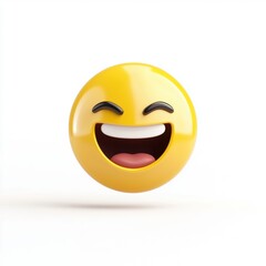 Grinning Emoji Face with Closed Eyes in 3D High Fidelity Design