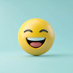 Fototapeta premium Grinning Face Emoji in 3D High Fidelity with Closed Eyes