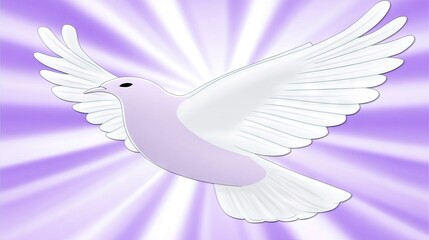 Fototapeta premium Flying dove, spiritual symbol, radiant background, peaceful image, graphic design.