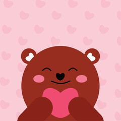 Cute teddy bear with heart valentine's day card