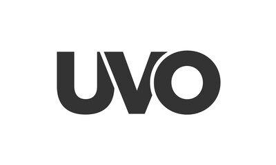 UVO logo design template with strong and modern bold text. Initial based vector logotype featuring simple and minimal typography. Trendy company identity.