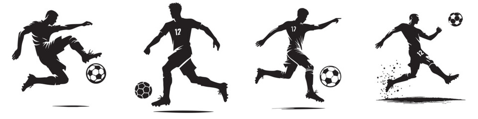 Continuous silhouette collection of various sports athlete activities