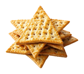 Artistic display of star of david crafted from matzo culinary artistry home environment creative perspective isolated on transparent background png