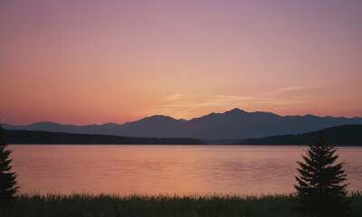 Fototapeta premium sunset over the lake