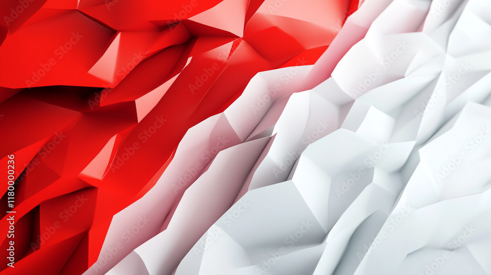 Poster flowing red and white abstract waves, modern red and white abstract design template with layered sha