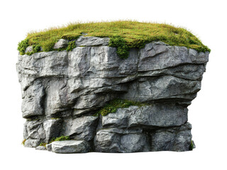 Majestic rocky cliff with lush grass nature landscape high fidelity scene outdoor serenity aerial perspective isolated on transparent background png