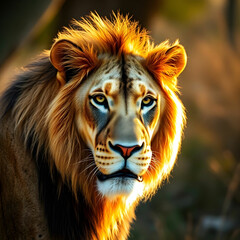 Naklejka premium African Lion portrait in the warm light