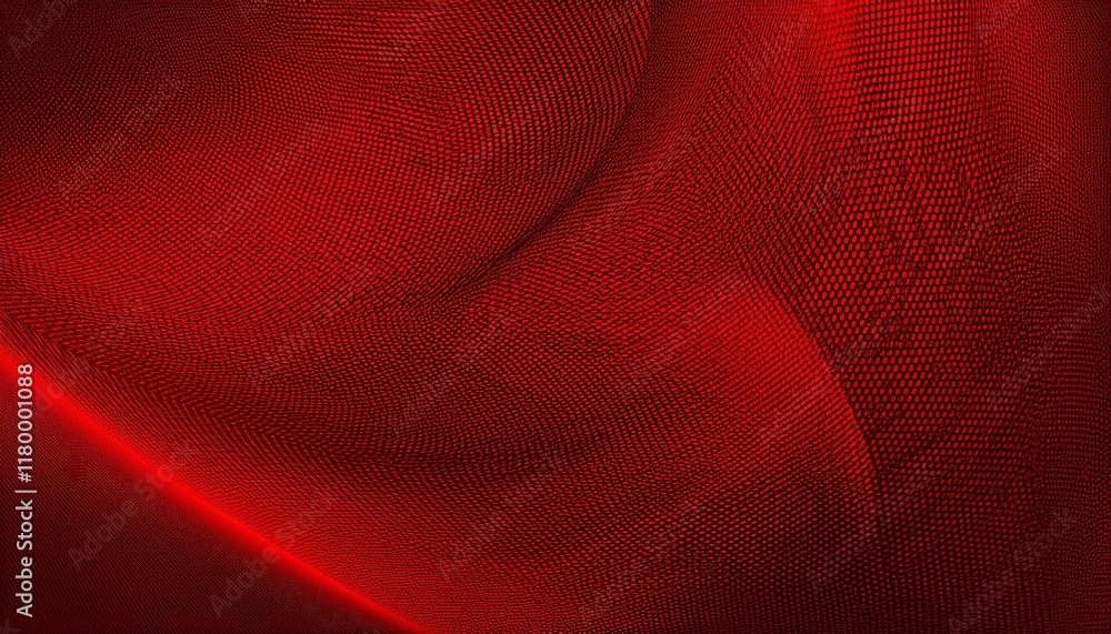 Poster abstract background of curved surfaces and halftone dots in red colors. generated image