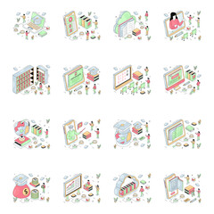 Obraz premium Set of Travel Isometric Illustrations