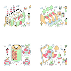 Set of Travel Isometric Illustrations 

