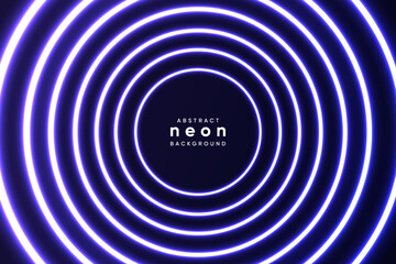 Modern oval circle glowing laser futuristic neon sci fi background wallpaper. Blue neon on dark background