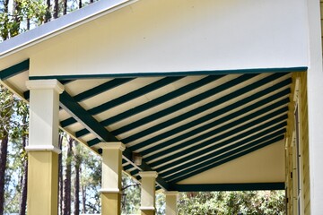 painted green rafters on porch awning
