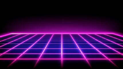Retro Grid Floor Neon Lights Design Background