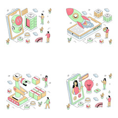 Set of Travel Isometric Illustrations 

