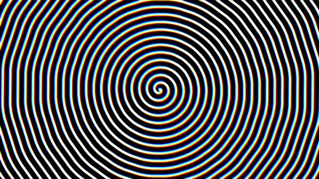 Psychedelic geometrical shapes glitch dynamic moving animation on black background, hippy fluid movement trippy shapes with glitch line effect for night clubs, festival, fashion shows, video
