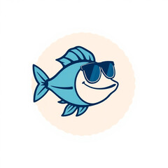 Obraz premium Cool fish wearing sunglasses, a fun illustration perfect for summer designs, kids' content, or branding.