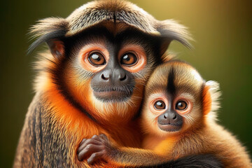 Obraz premium mono con su cria