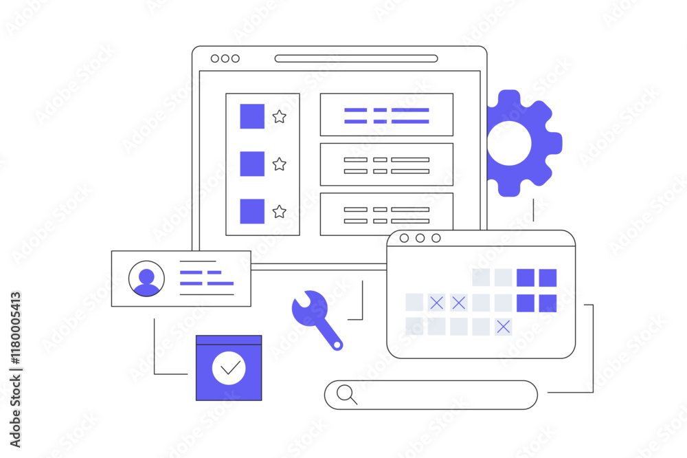 Poster support, help solve technical problems. help desk, helping in computer problems. website page. flat 