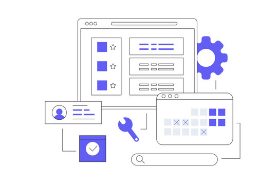 Support, help solve technical problems. Help desk, helping in computer problems. Website page. Flat Cartoon Vector Illustration, icon. Stylish abstract
