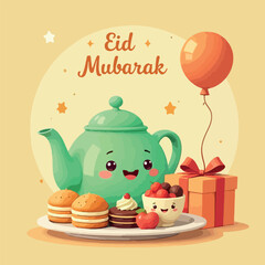 Eid Al Adha teapot and cup of tea