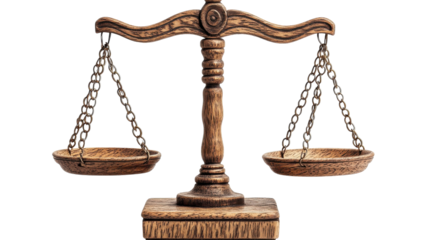 Symbol of justice representing law and fairness in a classic wooden scale design