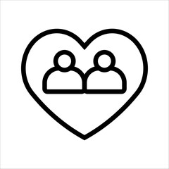 Love couple icon, valentines day and relationship, couple in love vector icon, vector graphics, editable stroke outline sign, eps 10.