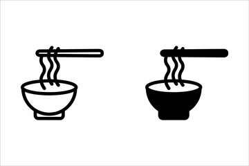 Noodles vector icon set in black color. Minimalist style.
